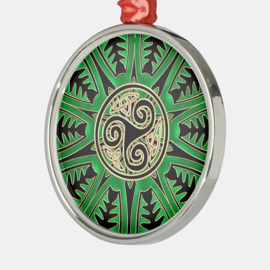 Irish Green Mandala Celtic Tris Ornament (Links)
