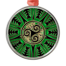 Irish Green Mandala Celtic Tris Ornament