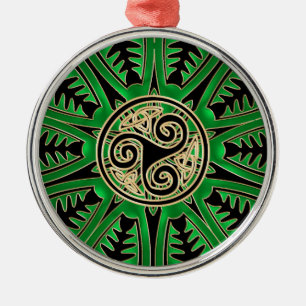 Irish Green Mandala Celtic Tris Ornament