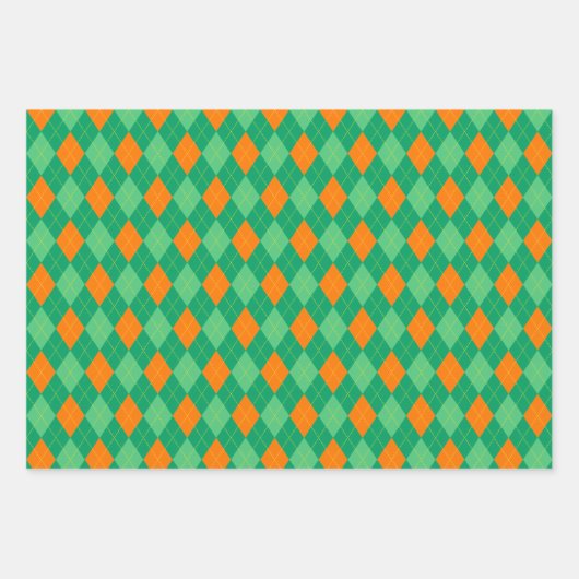 Irish Green & Oranje St. Patrick's Day Patronen Inpakpapier Vel (Voorkant)
