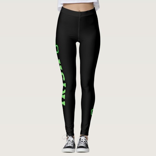 Irish Green Shamrock Black St Patricks Day Leggings (Voorkant)