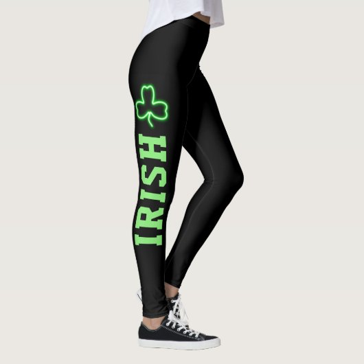 Irish Green Shamrock Black St Patricks Day Leggings (Rechts)