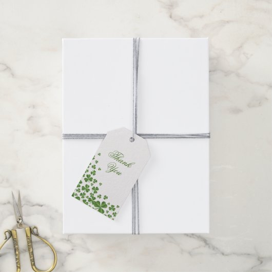 Irish Green Shamrock bruiloft Cadeaulabel (Met Touw)