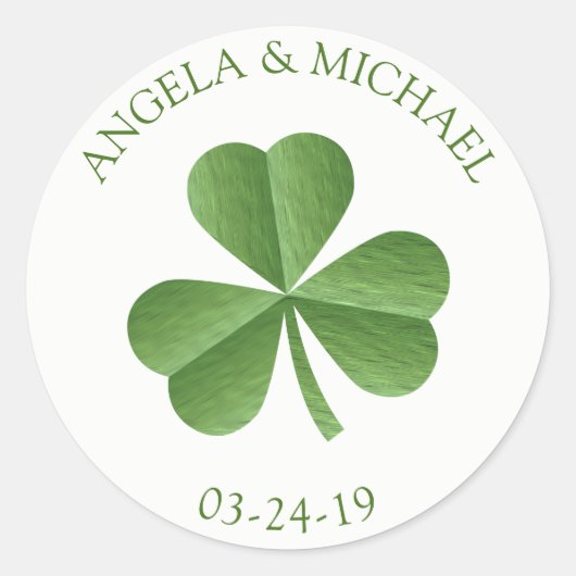 Irish Green Shamrock bruiloft Ronde Sticker (Voorkant)