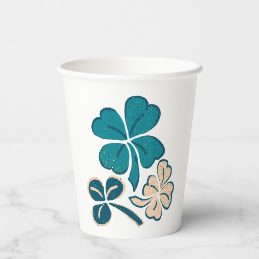Irish Green Shamrock Clover Drawing Papieren Bekers (Achterkant)