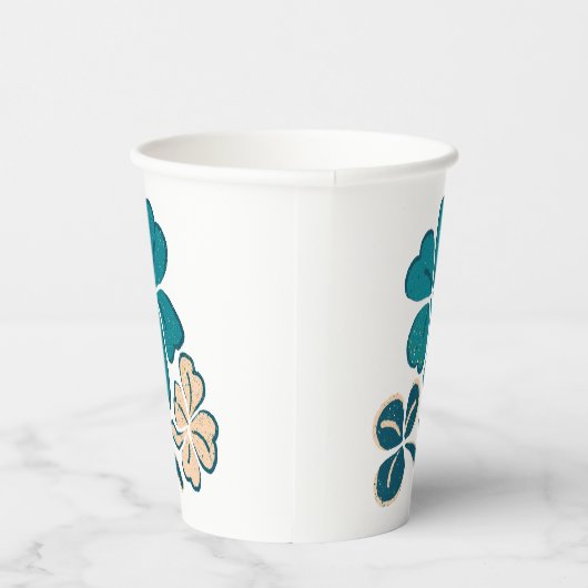 Irish Green Shamrock Clover Drawing Papieren Bekers (Rechts)