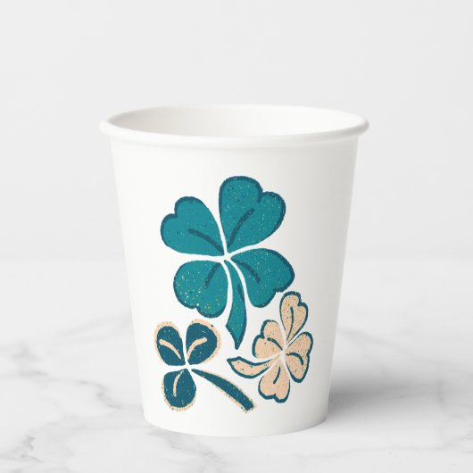 Irish Green Shamrock Clover Drawing Papieren Bekers (Voorkant)