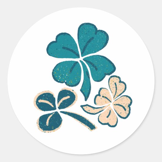 Irish Green Shamrock Clover Drawing Ronde Sticker (Voorkant)