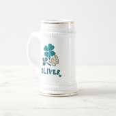 Irish Green Shamrock Clover - gepersonaliseerd Bierpul (Voorkant links)