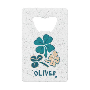 Irish Green Shamrock Clover - gepersonaliseerd Creditkaart Flessenopener