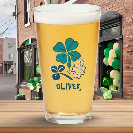 Irish Green Shamrock Clover - gepersonaliseerd Glas