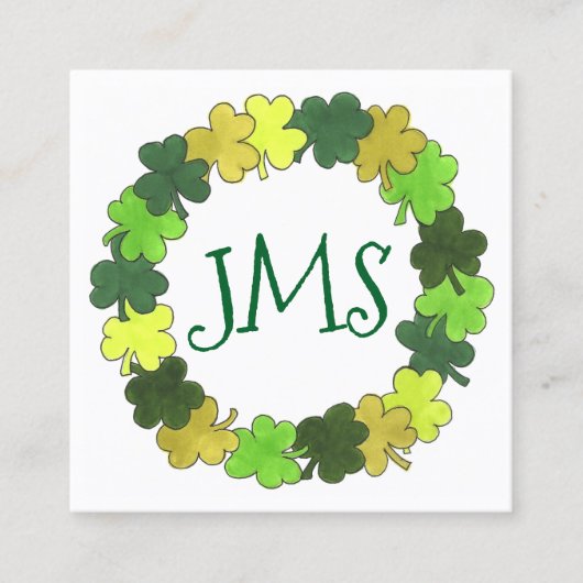 Irish Green Shamrock Clover Luck St. Patrick's Day Vierkante Visitekaartje (Voorkant)