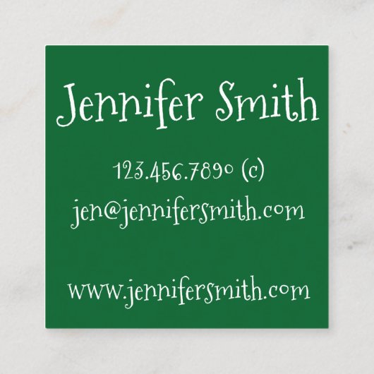 Irish Green Shamrock Clover Luck St. Patrick's Day Vierkante Visitekaartje (Achterkant)