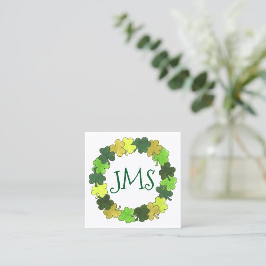 Irish Green Shamrock Clover Luck St. Patrick's Day Vierkante Visitekaartje (Staand voorkant)