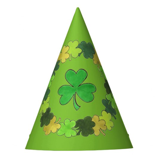 Irish Green Shamrock Clover St. Patrick's Day Feesthoedjes (Voorkant)