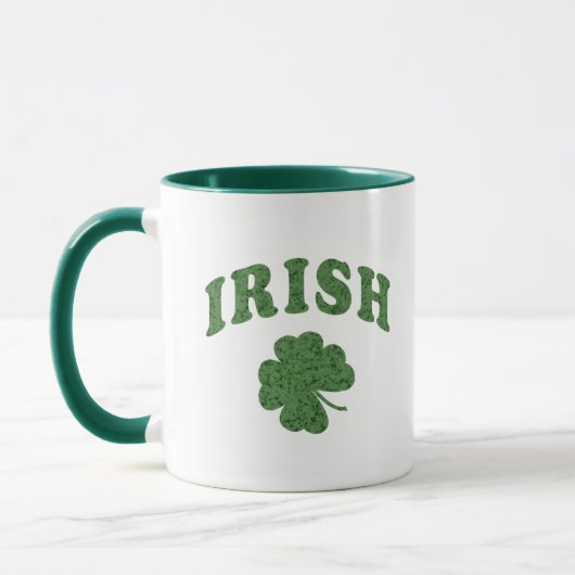 Irish Green Shamrock Design Two Tone Coffee Mok (Links)