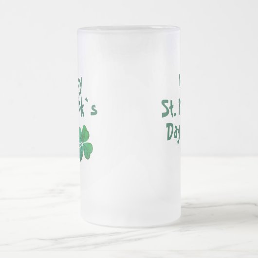 Irish Green Shamrock Happy St. Patrick's Day Matglas Bierpul (Center)