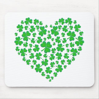 Irish Green Shamrock Heart Muismat