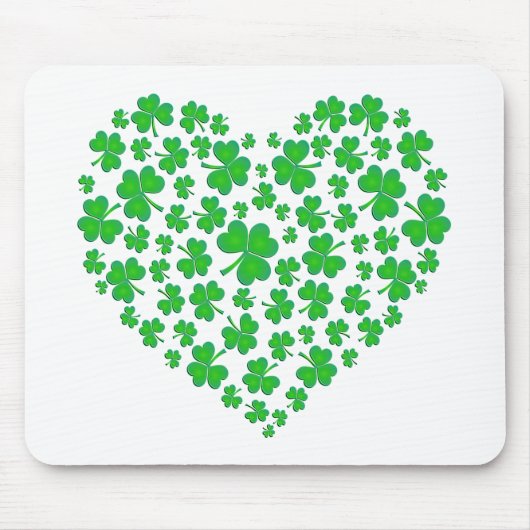 Irish Green Shamrock Heart Muismat (Voorkant)