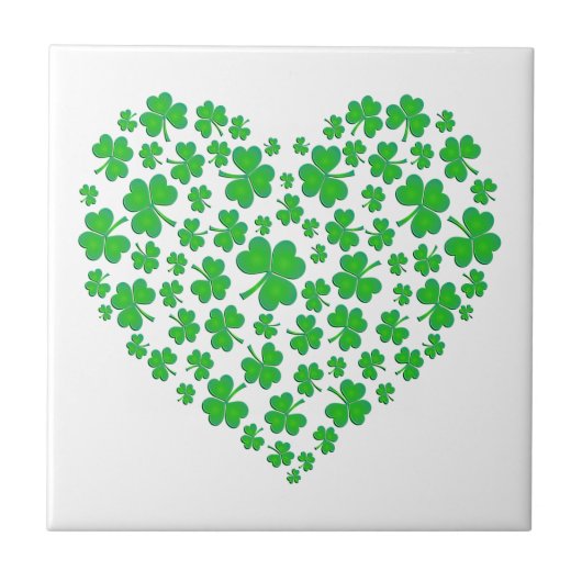 Irish Green Shamrock Heart Tegeltje (Voorkant)