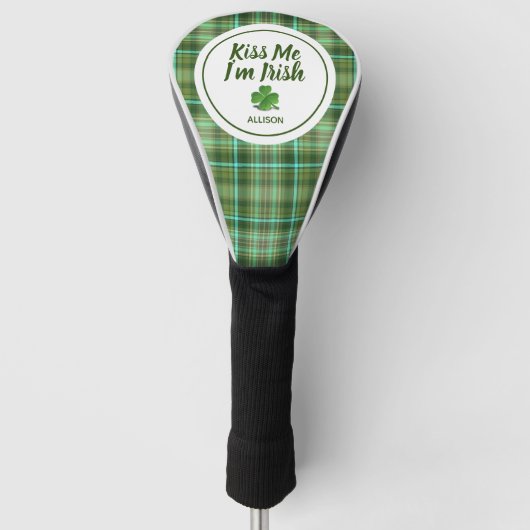 Irish Green Shamrock St Patricks Day Monogram Golfheadcover (Voorkant)