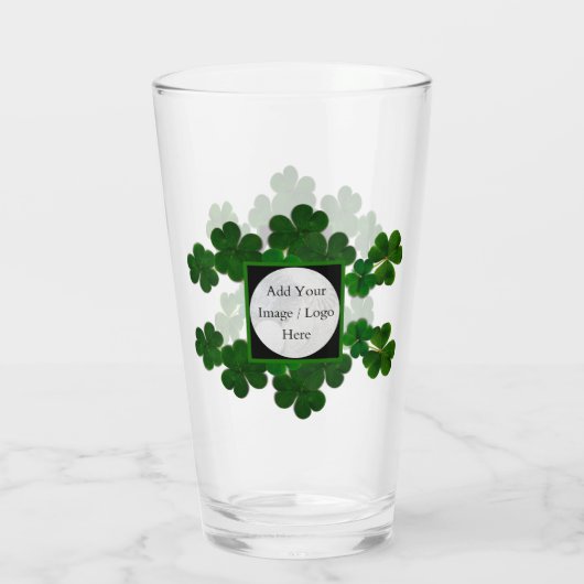 Irish Green Shamrocks Clover Logo Sjabloon Glas (Achterkant)