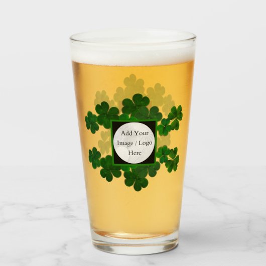 Irish Green Shamrocks Clover Logo Sjabloon Glas (Voorkant gevuld)