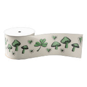 Irish Green Shamrocks Hearts and Mushrooms 3" Grosgrain Lint (Spoel)