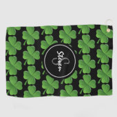 Irish Green Shamrocks St Patricks Day Monogram Golfhanddoek (Horizontaal)