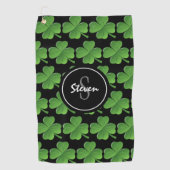 Irish Green Shamrocks St Patricks Day Monogram Golfhanddoek (Voorkant)