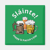 Irish Green Sláinte Cartoon Beers St Patricks Day Magneet (Voorkant)
