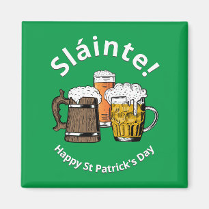 Irish Green Sláinte Cartoon Beers St Patricks Day Magneet