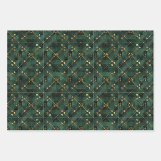 Irish Green St. Patrick Tartan Plaid set 1 Inpakpapier Vel (Voorkant)