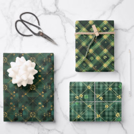 Irish Green St. Patrick Tartan Plaid set 1 Inpakpapier Vel