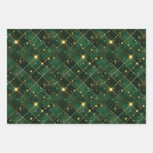 Irish Green St. Patrick Tartan Plaid set 2 Inpakpapier Vel (Voorkant 2)