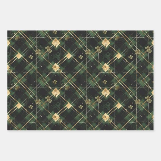 Irish Green St. Patrick Tartan Plaid set 2 Inpakpapier Vel (Voorkant)