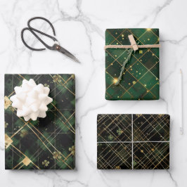 Irish Green St. Patrick Tartan Plaid set 2 Inpakpapier Vel