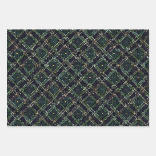 Irish Green St. Patrick Tartan Plaid set 3 Inpakpapier Vel (Voorkant 3)