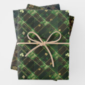Irish Green St. Patrick Tartan Plaid set 3 Inpakpapier Vel (In situ)