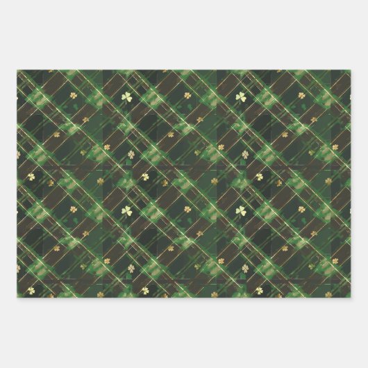 Irish Green St. Patrick Tartan Plaid set 3 Inpakpapier Vel (Voorkant)