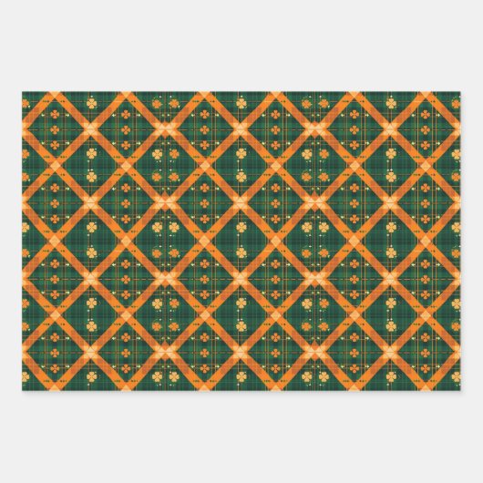 Irish Green St. Patrick Tartan Plaid set 6 Inpakpapier Vel (Voorkant 3)