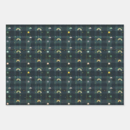 Irish Green St. Patrick Tartan Plaid set 6 Inpakpapier Vel