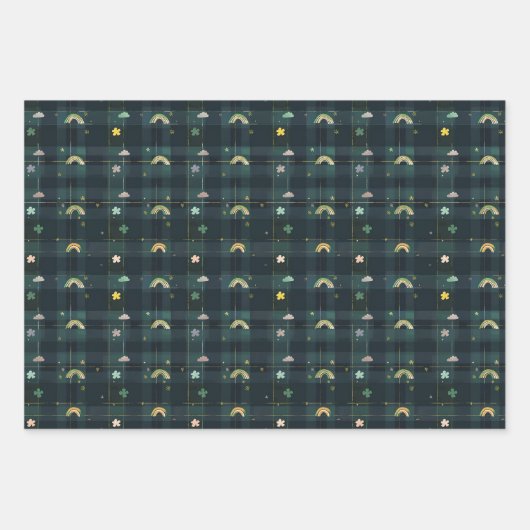Irish Green St. Patrick Tartan Plaid set 6 Inpakpapier Vel (Voorkant)