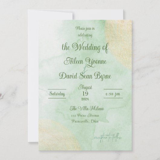 Irish Green Watercolor Wedding Kaart (Voorkant)