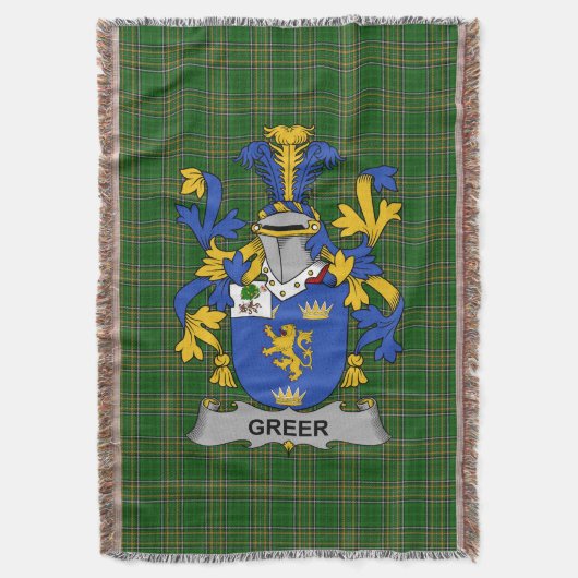 Irish Greer Coat of Arms Family Crest Ireland Deken (Voorkant Verticaal)