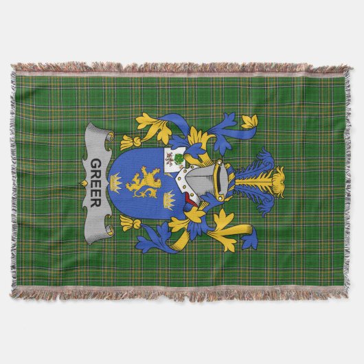 Irish Greer Coat of Arms Family Crest Ireland Deken (Voorkant)