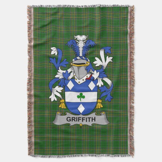 Irish Griffith Coat of Arms Family Crest Ireland Deken (Voorkant Verticaal)