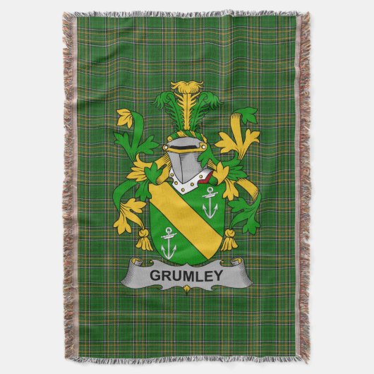 Irish Grumley Coat of Arms Family Crest Ireland Deken (Voorkant Verticaal)