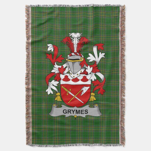 Irish Grymes Wapen van de familie Crest Ierland Deken (Voorkant Verticaal)