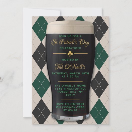 Irish Guinness Pint St. Patrick's Day Party Kaart (Voorkant)